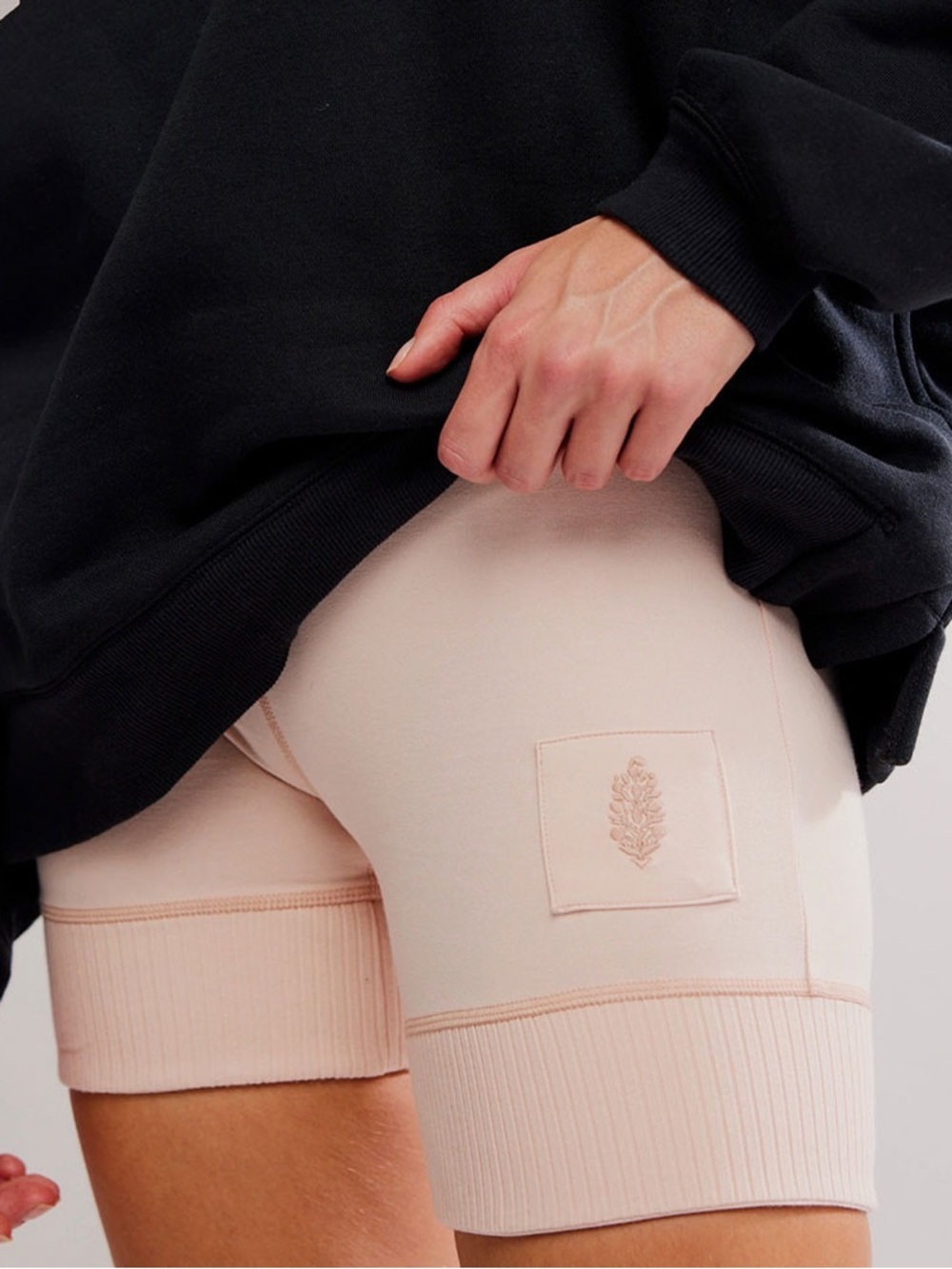 Free people High-Waist Biker Shorts with Embroidered Leaf Patch